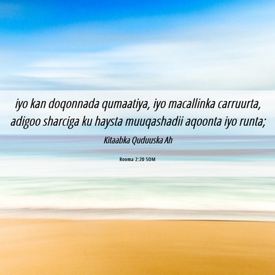 Picture 06 - Rooma 2:20 SOM - iyo kan doqonnada qumaatiya, iyo macallinka - Bible Verse Picture
