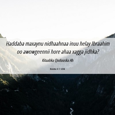 Picture 06 - Rooma 4:1 SOM - Haddaba maxaynu nidhaahnaa inuu helay Ibraahim oo - Bible Verse Picture