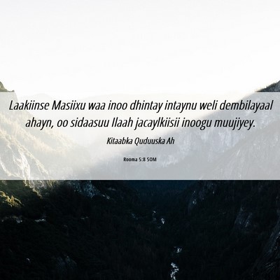Picture 06 - Rooma 5:8 SOM - Laakiinse Masiixu waa inoo dhintay intaynu weli - Bible Verse Picture
