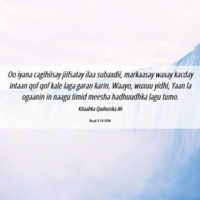 Picture 06 - Ruud 3:14 SOM - Oo iyana cagihiisay jiifsatay ilaa subaxdii, - Bible Verse Picture