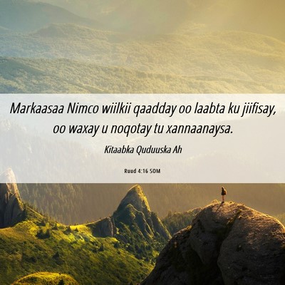 Picture 06 - Ruud 4:16 SOM - Markaasaa Nimco wiilkii qaadday oo laabta ku - Bible Verse Picture