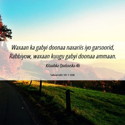 Picture 06 - Sabuurradii 101:1 SOM - Waxaan ka gabyi doonaa naxariis iyo garsoorid, - Bible Verse Picture
