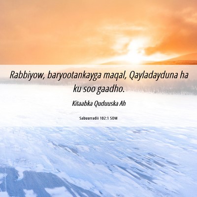 Picture 06 - Sabuurradii 102:1 SOM - Rabbiyow, baryootankayga maqal, Qayladayduna ha - Bible Verse Picture