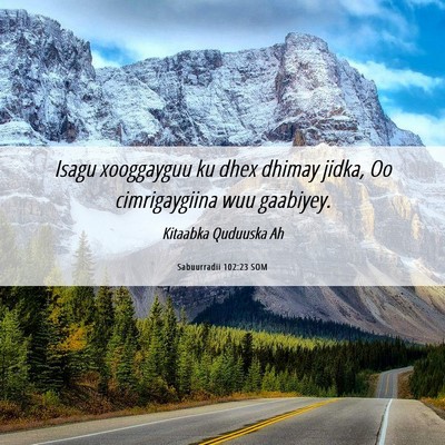 Picture 06 - Sabuurradii 102:23 SOM - Isagu xooggayguu ku dhex dhimay jidka, Oo - Bible Verse Picture