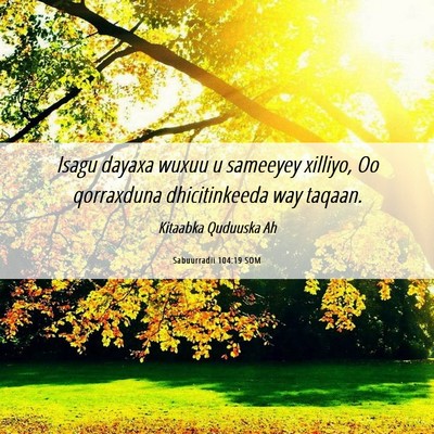 Picture 06 - Sabuurradii 104:19 SOM - Isagu dayaxa wuxuu u sameeyey xilliyo, Oo - Bible Verse Picture