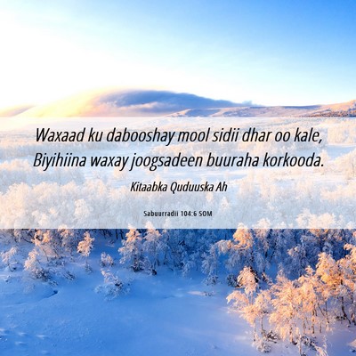 Picture 06 - Sabuurradii 104:6 SOM - Waxaad ku dabooshay mool sidii dhar oo kale, - Bible Verse Picture