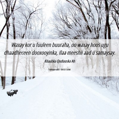 Picture 06 - Sabuurradii 104:8 SOM - Waxay kor u fuuleen buuraha, oo waxay hoos ugu - Bible Verse Picture