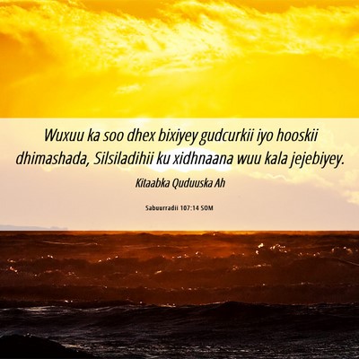 Picture 06 - Sabuurradii 107:14 SOM - Wuxuu ka soo dhex bixiyey gudcurkii iyo hooskii - Bible Verse Picture