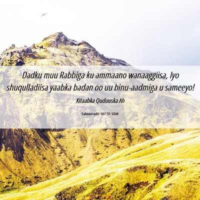 Picture 06 - Sabuurradii 107:31 SOM - Dadku muu Rabbiga ku ammaano wanaaggiisa, Iyo - Bible Verse Picture