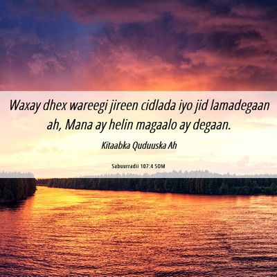 Picture 06 - Sabuurradii 107:4 SOM - Waxay dhex wareegi jireen cidlada iyo jid - Bible Verse Picture