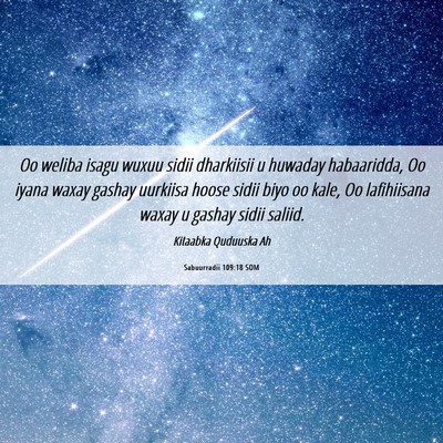 Picture 06 - Sabuurradii 109:18 SOM - Oo weliba isagu wuxuu sidii dharkiisii u huwaday - Bible Verse Picture