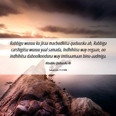 Picture 06 - Sabuurradii 11:4 SOM - Rabbigu wuxuu ku jiraa macbudkiisa quduuska ah, - Bible Verse Picture