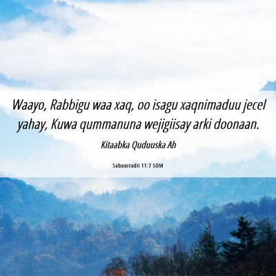 Picture 06 - Sabuurradii 11:7 SOM - Waayo, Rabbigu waa xaq, oo isagu xaqnimaduu jecel - Bible Verse Picture