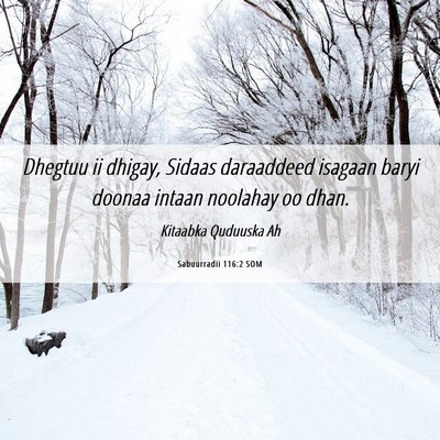 Picture 06 - Sabuurradii 116:2 SOM - Dhegtuu ii dhigay, Sidaas daraaddeed isagaan - Bible Verse Picture