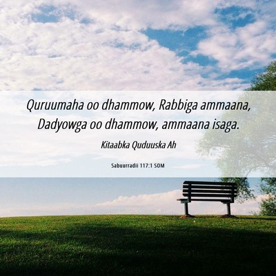 Picture 06 - Sabuurradii 117:1 SOM - Quruumaha oo dhammow, Rabbiga ammaana, Dadyowga - Bible Verse Picture