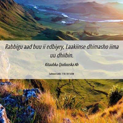 Picture 06 - Sabuurradii 118:18 SOM - Rabbigu aad buu ii edbiyey, Laakiinse dhimasho - Bible Verse Picture