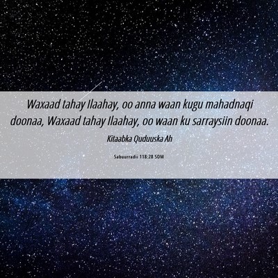 Picture 06 - Sabuurradii 118:28 SOM - Waxaad tahay Ilaahay, oo anna waan kugu mahadnaqi - Bible Verse Picture