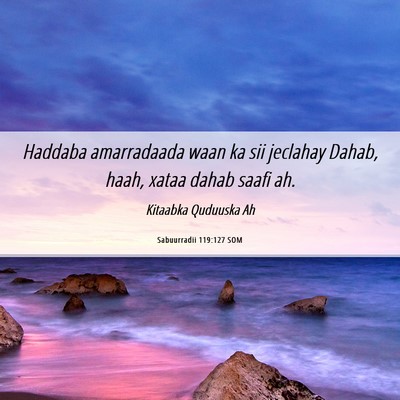 Picture 06 - Sabuurradii 119:127 SOM - Haddaba amarradaada waan ka sii jeclahay Dahab, - Bible Verse Picture