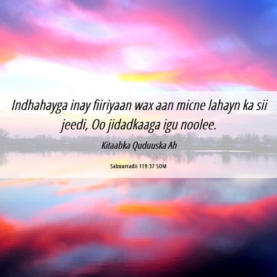 Picture 06 - Sabuurradii 119:37 SOM - Indhahayga inay fiiriyaan wax aan micne lahayn ka - Bible Verse Picture