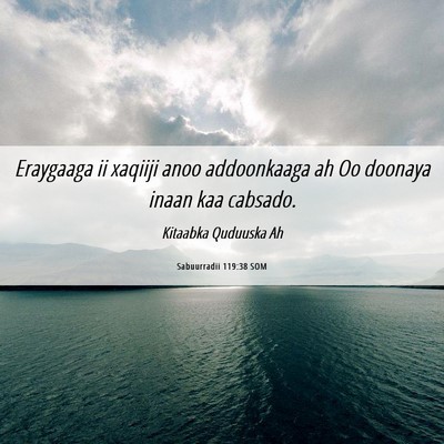Picture 06 - Sabuurradii 119:38 SOM - Eraygaaga ii xaqiiji anoo addoonkaaga ah Oo - Bible Verse Picture