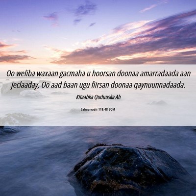 Picture 06 - Sabuurradii 119:48 SOM - Oo weliba waxaan gacmaha u hoorsan doonaa - Bible Verse Picture