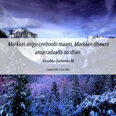 Picture 06 - Sabuurradii 119:6 SOM - Markaas anigu ceeboobi maayo, Markaan dhawro - Bible Verse Picture