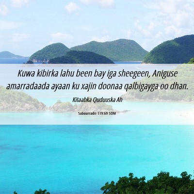 Picture 06 - Sabuurradii 119:69 SOM - Kuwa kibirka lahu been bay iga sheegeen, Aniguse - Bible Verse Picture