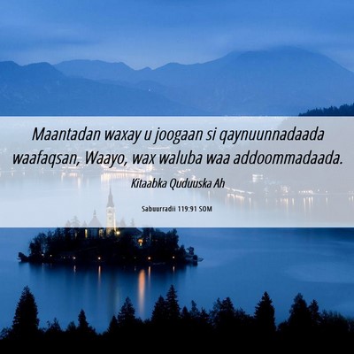 Picture 06 - Sabuurradii 119:91 SOM - Maantadan waxay u joogaan si qaynuunnadaada - Bible Verse Picture