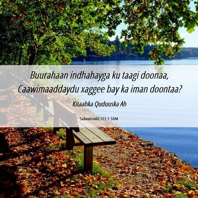 Picture 06 - Sabuurradii 121:1 SOM - Buurahaan indhahayga ku taagi doonaa, - Bible Verse Picture