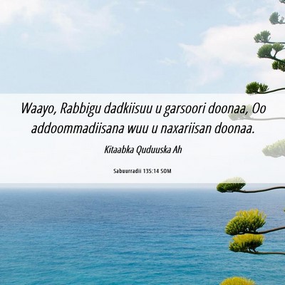 Picture 06 - Sabuurradii 135:14 SOM - Waayo, Rabbigu dadkiisuu u garsoori doonaa, Oo - Bible Verse Picture