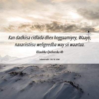 Picture 06 - Sabuurradii 136:16 SOM - Kan dadkiisa cidlada dhex hoggaamiyey, Waayo, - Bible Verse Picture