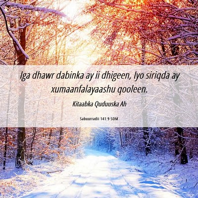 Picture 06 - Sabuurradii 141:9 SOM - Iga dhawr dabinka ay ii dhigeen, Iyo siriqda ay - Bible Verse Picture