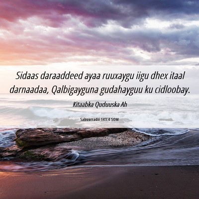 Picture 06 - Sabuurradii 143:4 SOM - Sidaas daraaddeed ayaa ruuxaygu iigu dhex itaal - Bible Verse Picture