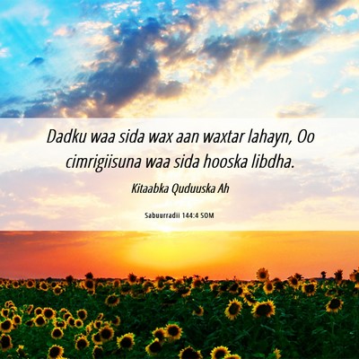 Picture 06 - Sabuurradii 144:4 SOM - Dadku waa sida wax aan waxtar lahayn, Oo - Bible Verse Picture