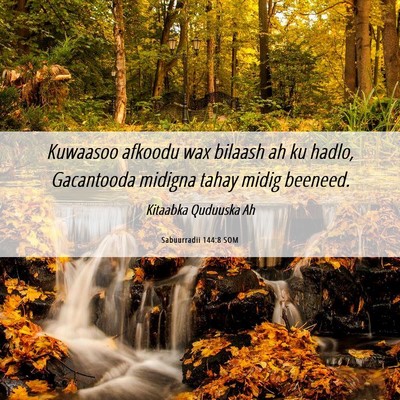 Picture 06 - Sabuurradii 144:8 SOM - Kuwaasoo afkoodu wax bilaash ah ku hadlo, - Bible Verse Picture