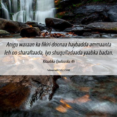 Picture 06 - Sabuurradii 145:5 SOM - Anigu waxaan ka fikiri doonaa haybadda ammaanta - Bible Verse Picture