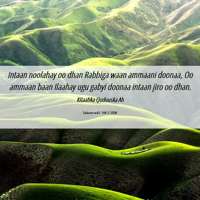 Picture 06 - Sabuurradii 146:2 SOM - Intaan noolahay oo dhan Rabbiga waan ammaani - Bible Verse Picture