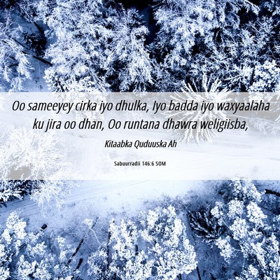 Picture 06 - Sabuurradii 146:6 SOM - Oo sameeyey cirka iyo dhulka, Iyo badda iyo - Bible Verse Picture