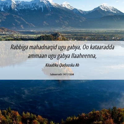 Picture 06 - Sabuurradii 147:7 SOM - Rabbiga mahadnaqid ugu gabya, Oo kataaradda - Bible Verse Picture