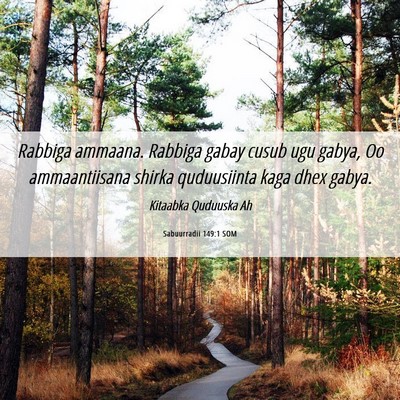 Picture 06 - Sabuurradii 149:1 SOM - Rabbiga ammaana. Rabbiga gabay cusub ugu gabya, - Bible Verse Picture