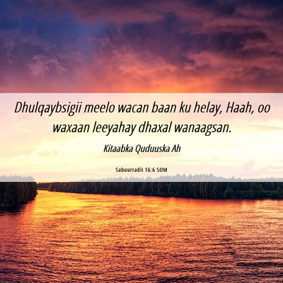 Picture 06 - Sabuurradii 16:6 SOM - Dhulqaybsigii meelo wacan baan ku helay, Haah, oo - Bible Verse Picture