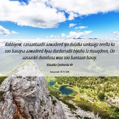 Picture 06 - Sabuurradii 18:15 SOM - Rabbiyow, canaantaadii aawadeed iyo dulalka - Bible Verse Picture