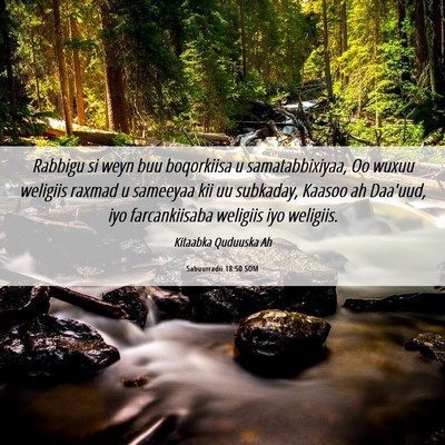 Picture 06 - Sabuurradii 18:50 SOM - Rabbigu si weyn buu boqorkiisa u samatabbixiyaa, - Bible Verse Picture