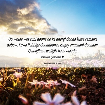 Picture 06 - Sabuurradii 22:26 SOM - Oo waxaa wax cuni doona oo ka dhergi doona kuwa - Bible Verse Picture
