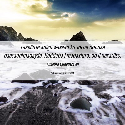 Picture 06 - Sabuurradii 26:11 SOM - Laakiinse anigu waxaan ku socon doonaa - Bible Verse Picture