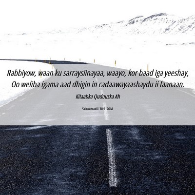 Picture 06 - Sabuurradii 30:1 SOM - Rabbiyow, waan ku sarraysiinayaa, waayo, kor baad - Bible Verse Picture