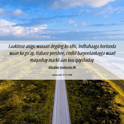 Picture 06 - Sabuurradii 31:22 SOM - Laakiinse anigu waxaan degdeg ku idhi, Indhahaaga - Bible Verse Picture