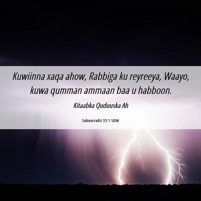 Picture 06 - Sabuurradii 33:1 SOM - Kuwiinna xaqa ahow, Rabbiga ku reyreeya, Waayo, - Bible Verse Picture