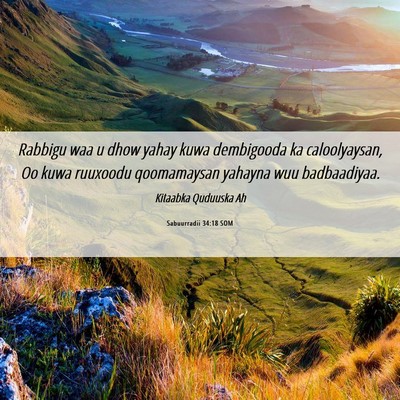 Picture 06 - Sabuurradii 34:18 SOM - Rabbigu waa u dhow yahay kuwa dembigooda ka - Bible Verse Picture