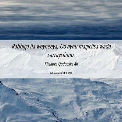 Picture 06 - Sabuurradii 34:3 SOM - Rabbiga ila weyneeya, Oo aynu magiciisa wada - Bible Verse Picture
